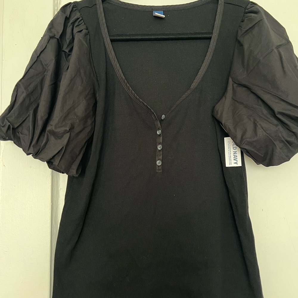 Old Navy Black Puff Sleeve Blouse